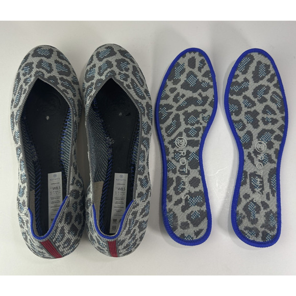 Rothy's Round Toe The Flat Ballet Slip On Knit Shoes Leopard Animal Print Sz 8.5 - Picture 9 of 13